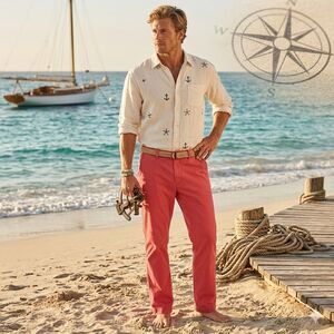 Vineyard Vines Slim Fit Club Pants Pink Salmon 30x30 Cotton Chino